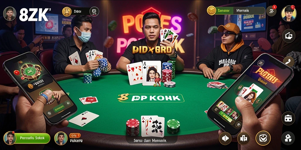 Screenshot 8ZK menampilkan permainan Poker yang seru dan interaktif.