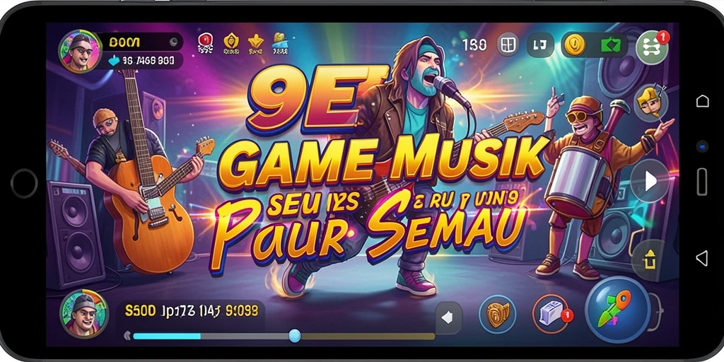 Tampilan gameplay seru di 9ET dengan lagu-lagu favorit.