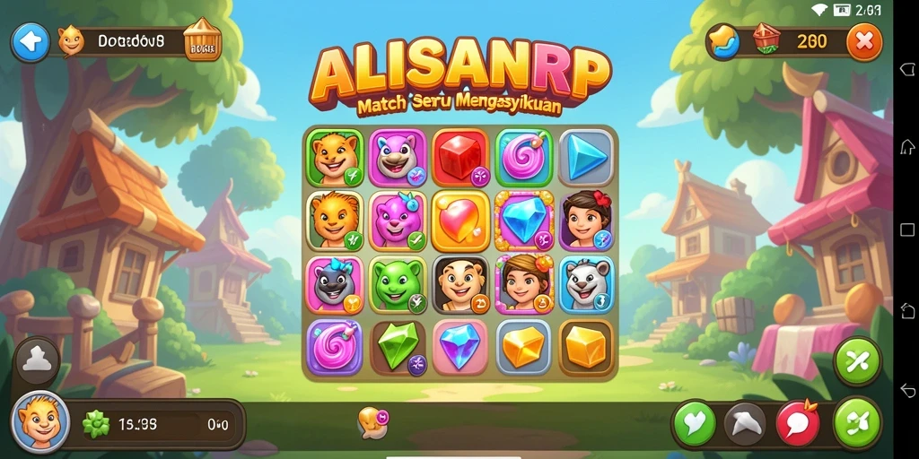 Tangkapan layar gameplay Match-3 yang seru di ALISANRP.