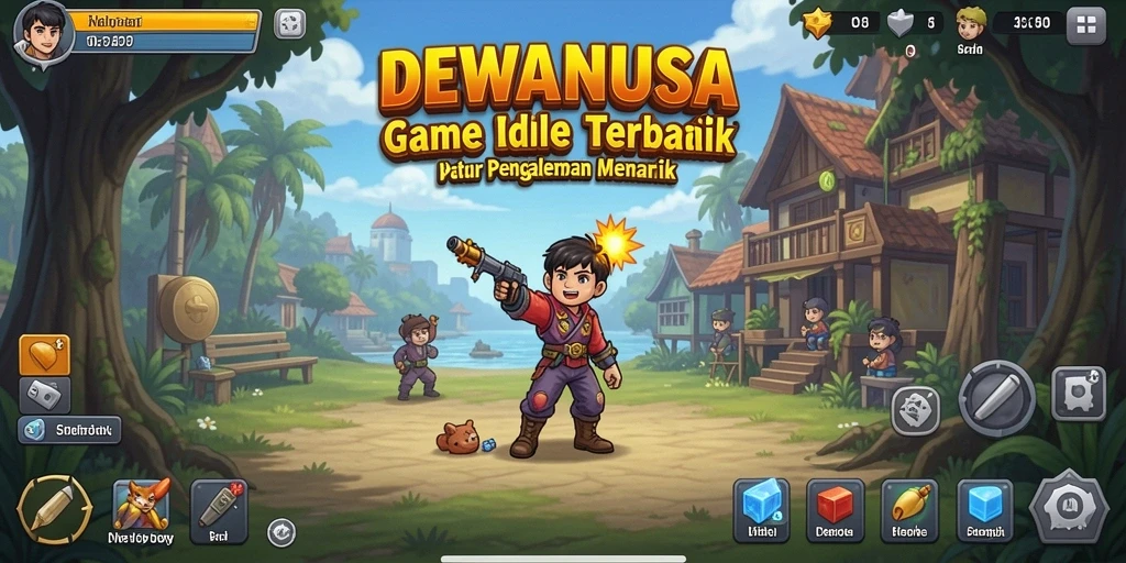 Screenshot gameplay DEWANUSA menampilkan tindakan menarik dalam mode Idle.