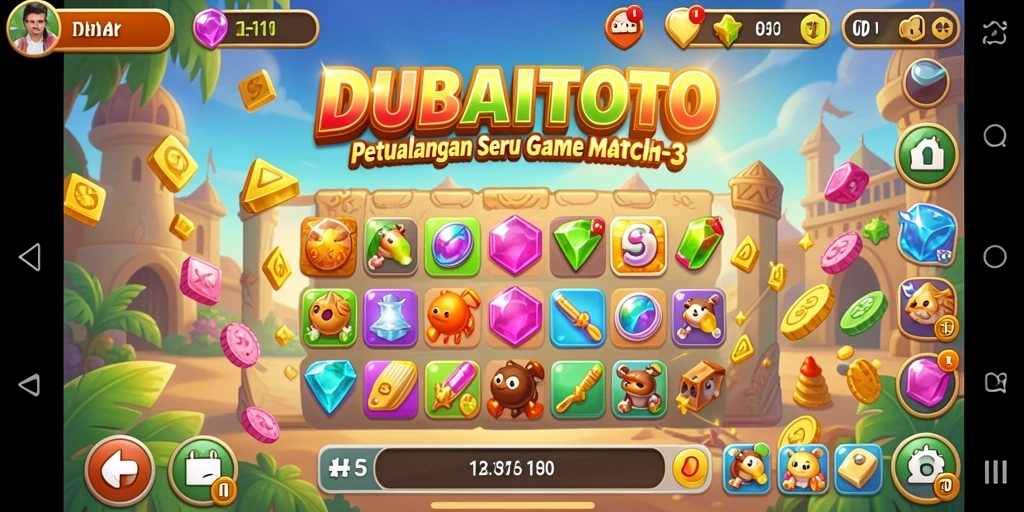 Tampilan gameplay DUBAITOTO yang penuh warna dan menantang.