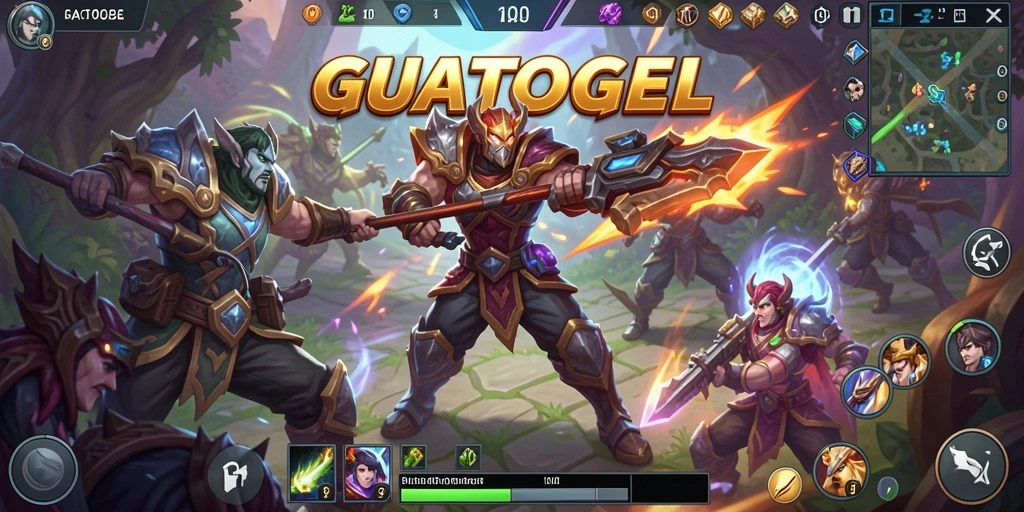 Gameplay seru GUATOGEL dalam aksi tim MOBA.