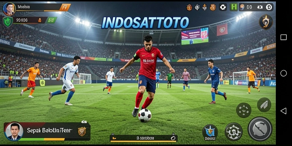 Tampilan gameplay mendebarkan di INDOSATTOTO dengan aksi sepak bola yang seru.