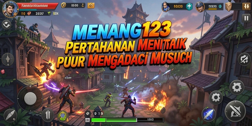 Tampilan menara pertahanan yang strategis di MENANG123.