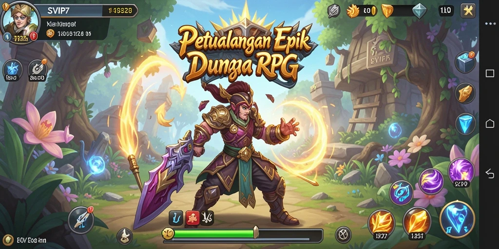 Screenshot gameplay SVIP7 menampilkan petualangan seru di dunia fantasi.